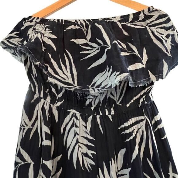 Michael Stars Blue Strapless Tara Gauze Leaf Print‎ Dress Size M NWOT - Picture 7 of 9